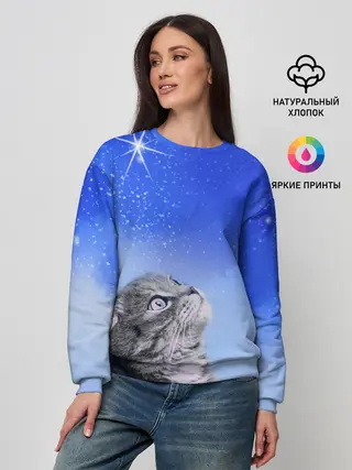 Женский свитшот / Кот и космос