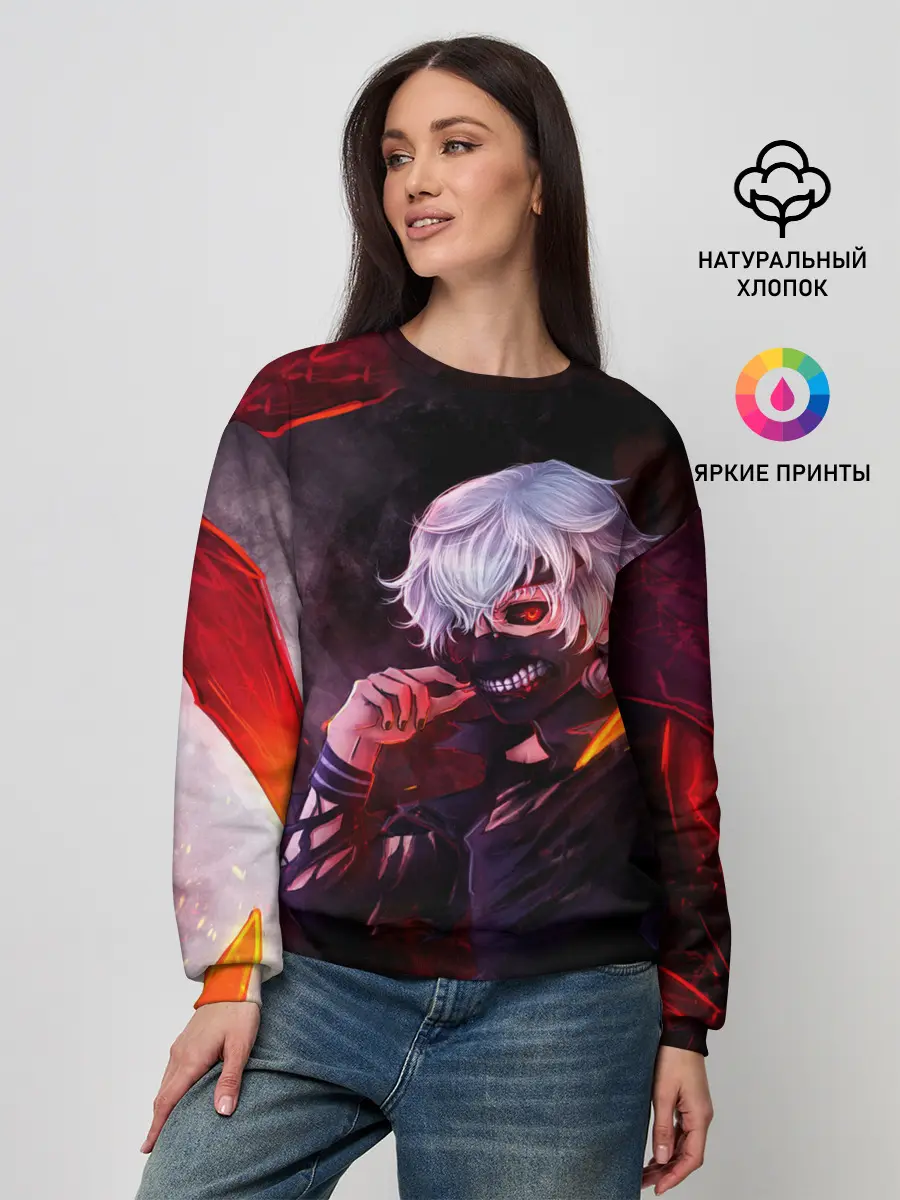 Женский свитшот / Ken Kaneki красные жала