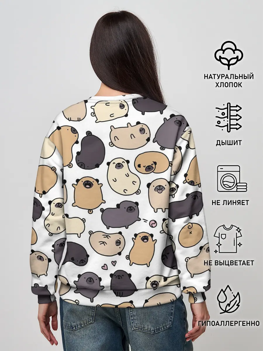 Женский свитшот / Милые мопсы