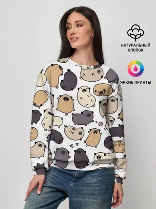 Женский свитшот / Милые мопсы