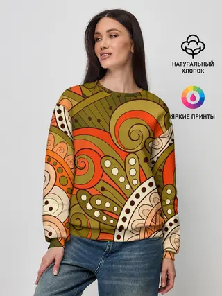 Женский свитшот / Детский оранжево-болотный