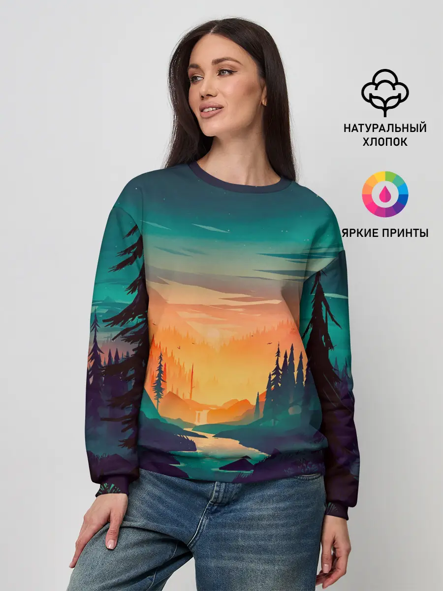 Женский свитшот / Закат Лес
