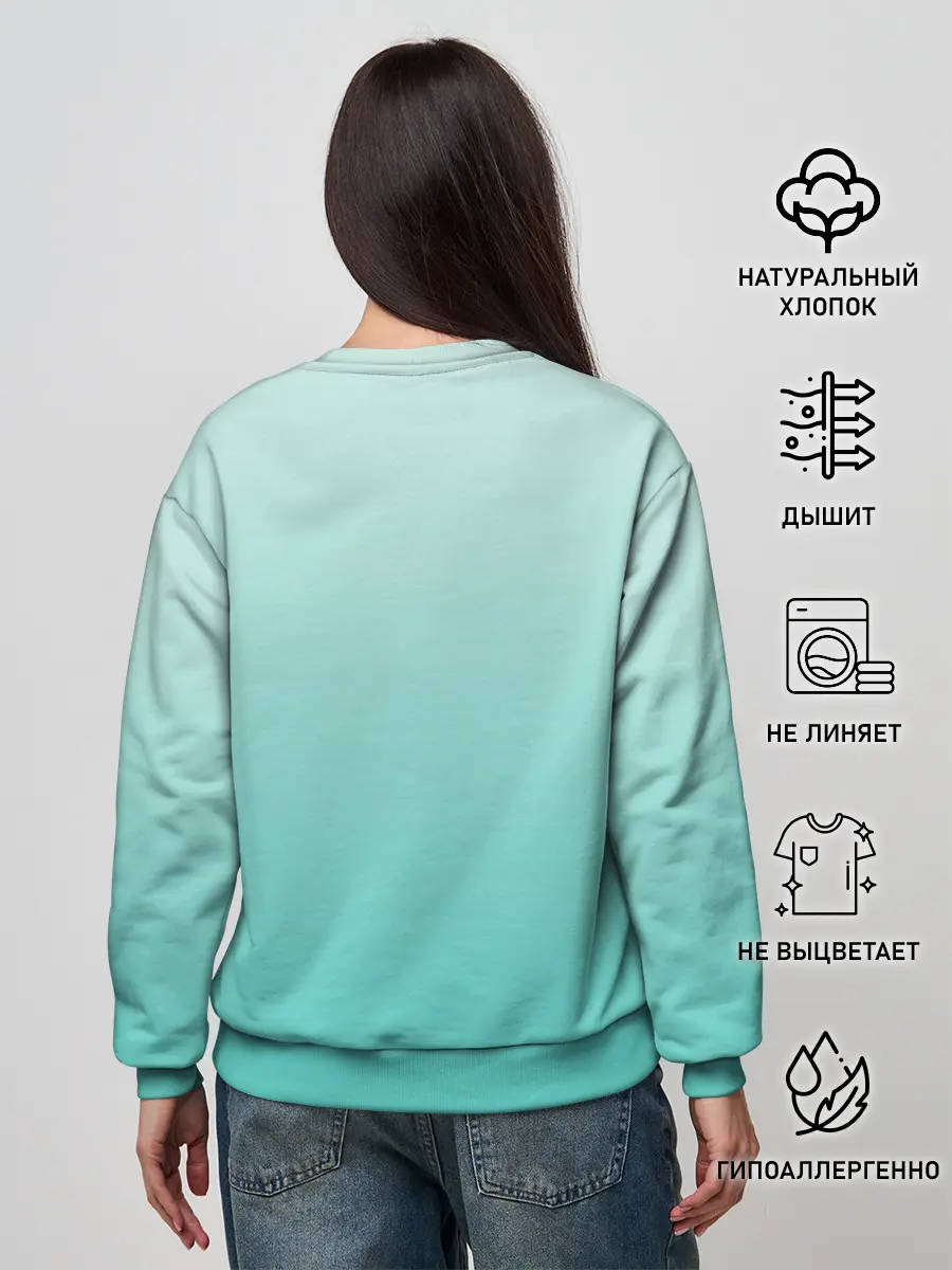 Женский свитшот / розовый единорог в небесах