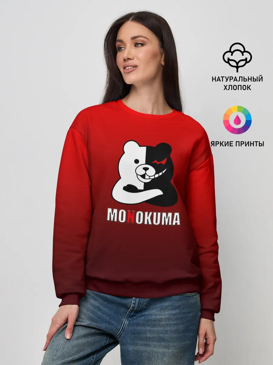 Женский свитшот / monokuma на красном градиенте
