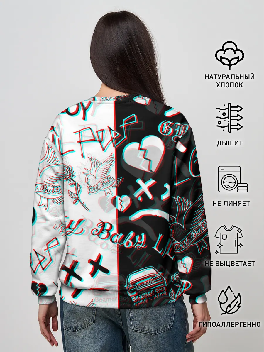 Женский свитшот / LIL PEEP GLITCH | ЛИЛ ПИП ГЛИТЧ