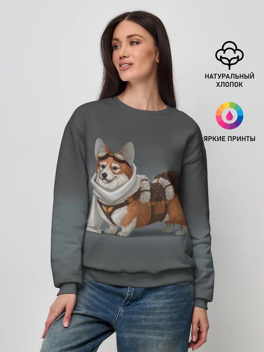 Женский свитшот / КОРГИ ПИЛОТ