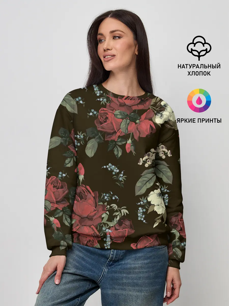Женский свитшот / Букет роз