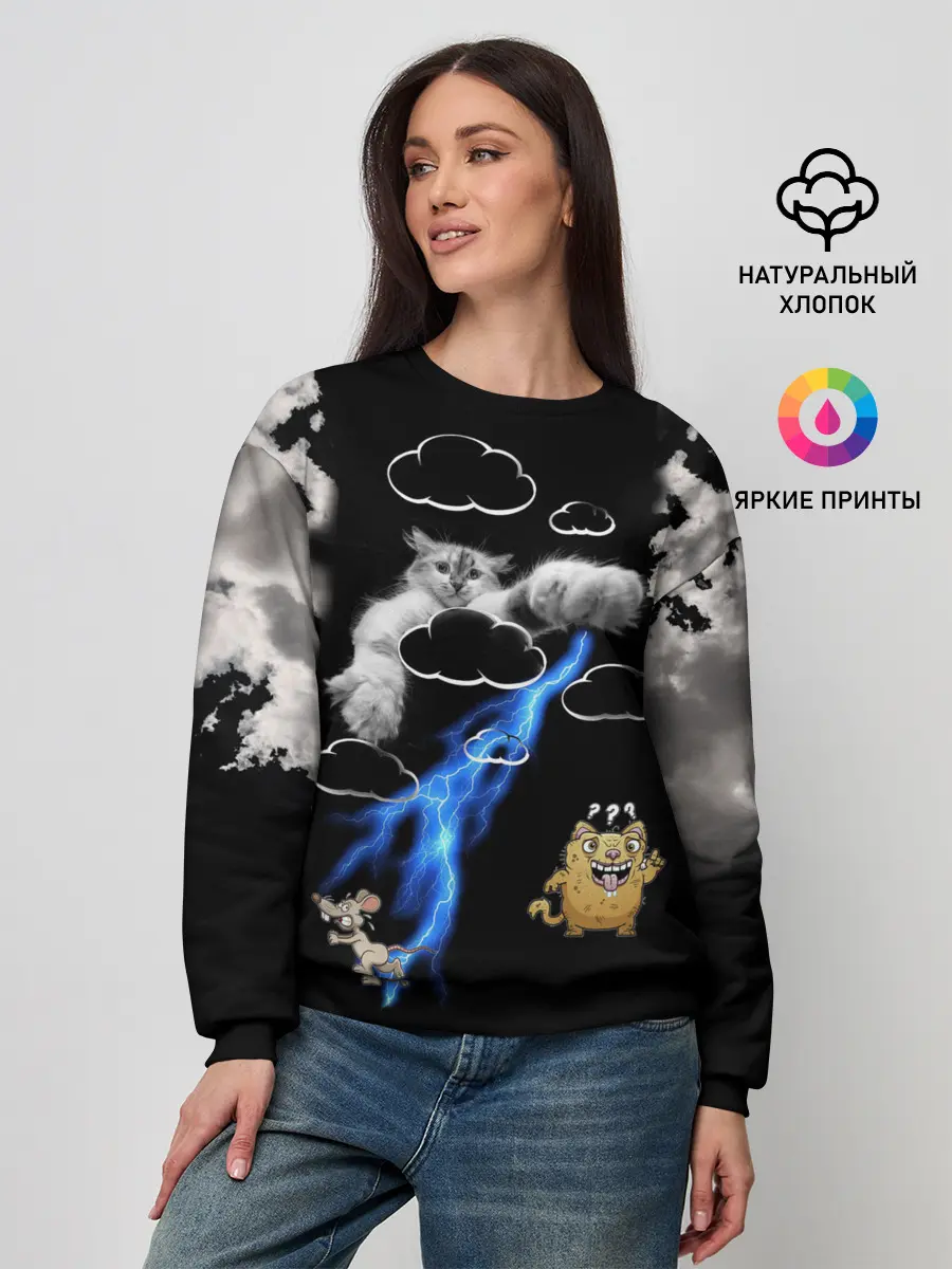 Женский свитшот / Грозовой, кошак