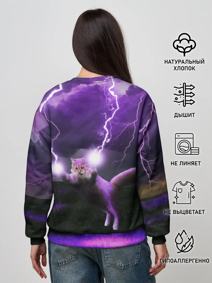 Женский свитшот / Кот и Молнии