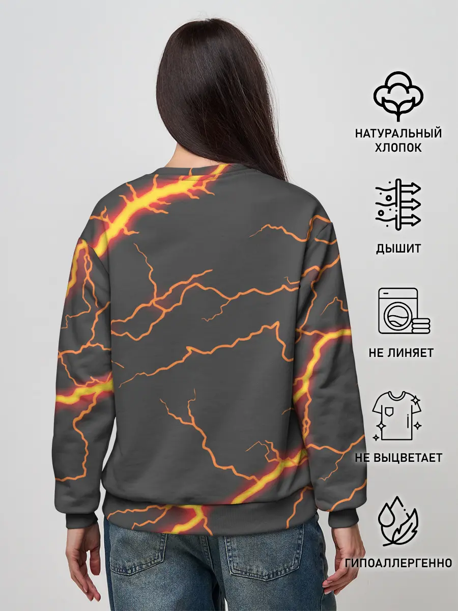 Женский свитшот / KIMETSU NO YAIBA оранжевые молнии