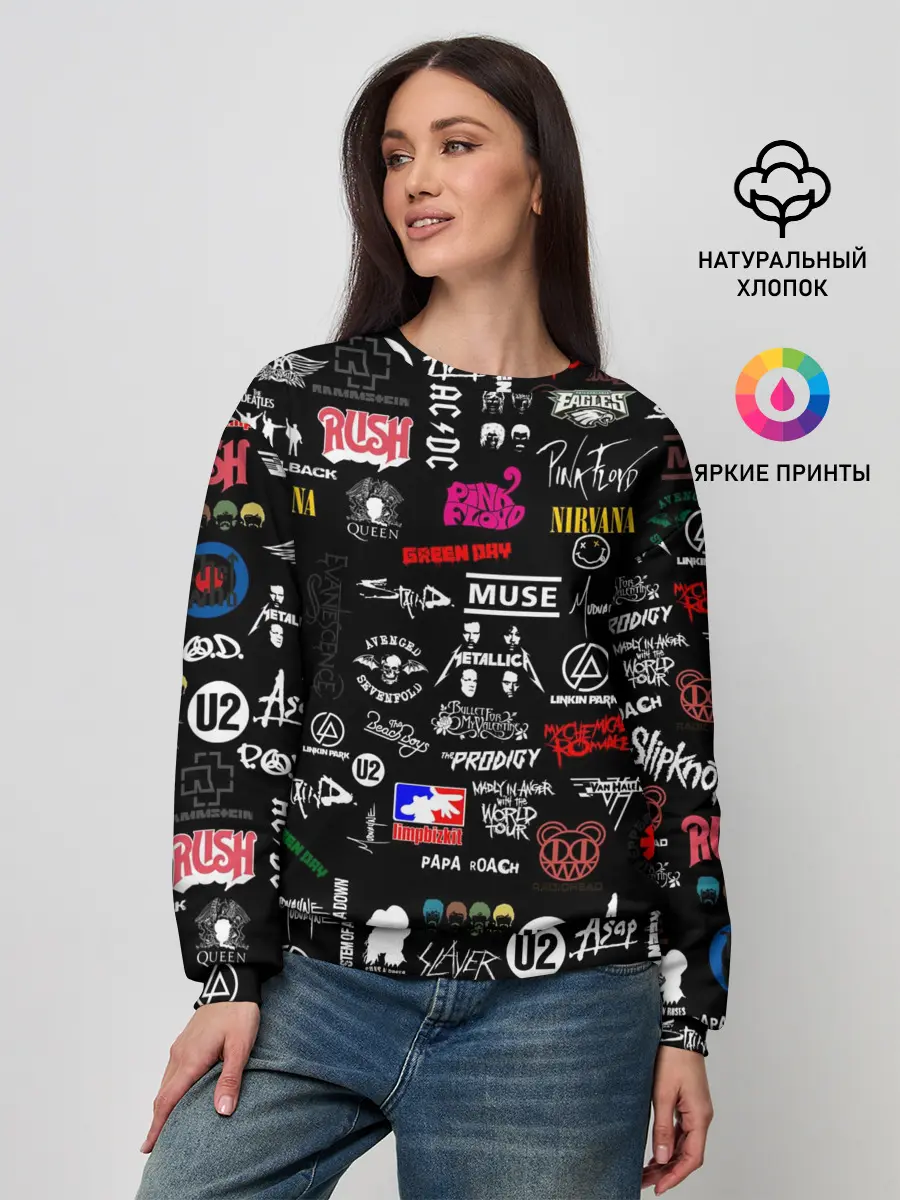Женский свитшот / ЛОГОТИПЫ РОК ГРУПП | PATTERN
