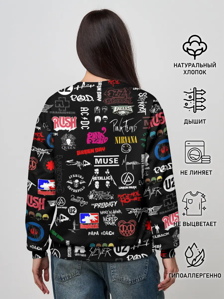 Женский свитшот / ЛОГОТИПЫ РОК ГРУПП | PATTERN