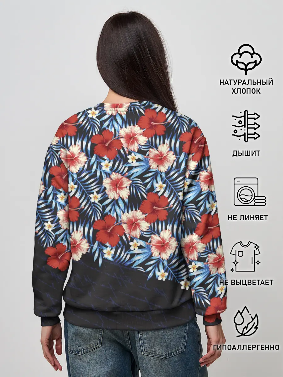 Женский свитшот / Flowers with inscriptions