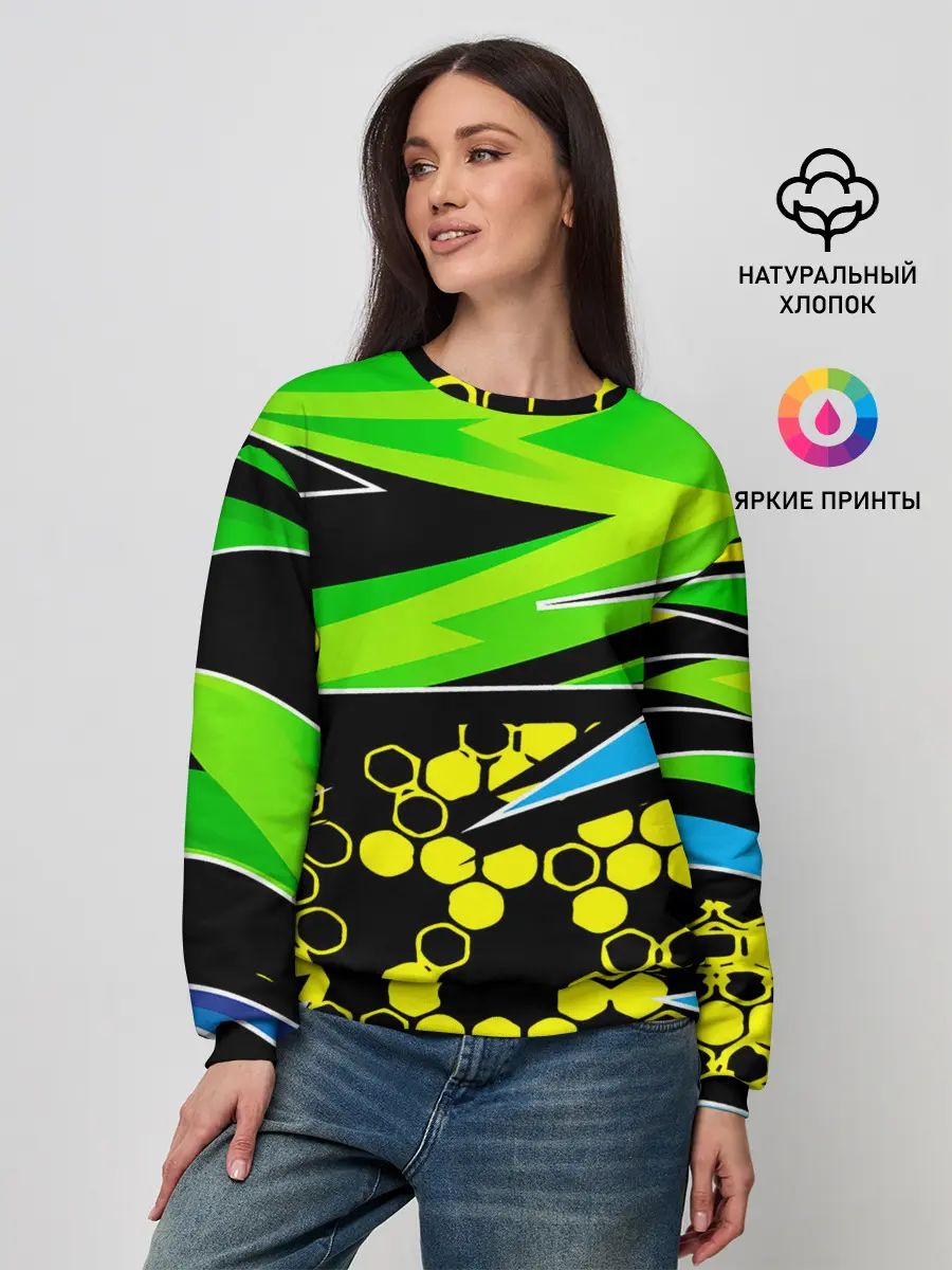 Женский свитшот / Light green urban marble