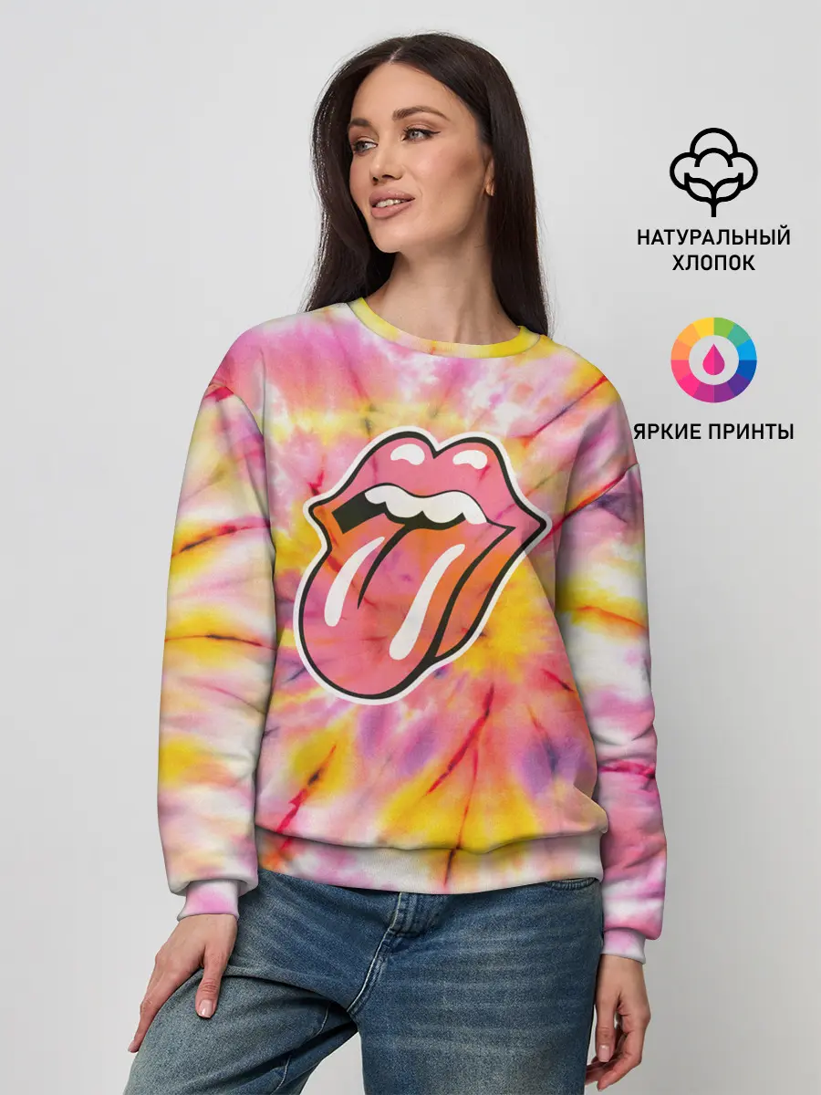 Женский свитшот / Rolling Stones tie-dye
