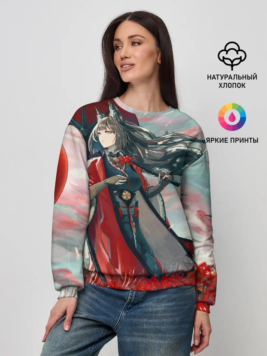 Женский свитшот / Azur Lane red flowers