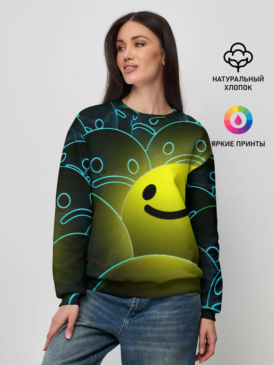 Женский свитшот / НЕОНОВЫЕ СМАЙЛЫ