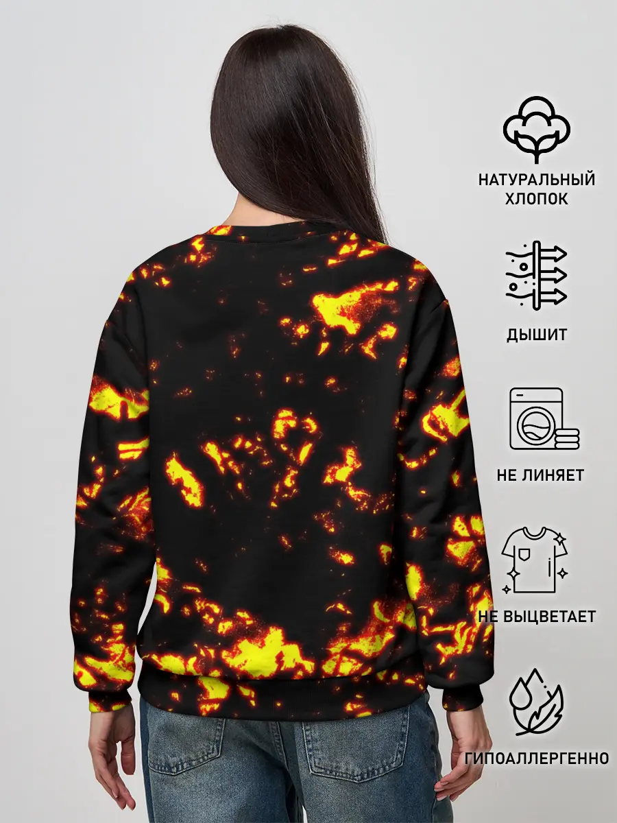 Женский свитшот / Kimetsu no Yaiba желтое пламя