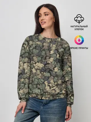 Женский свитшот / Камуфляж Зеленый Слоник