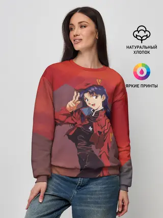 Женский свитшот / Misato Katsuragi на красном