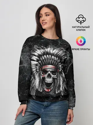 Женский свитшот / Индеец череп