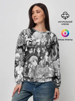 Женский свитшот / МНОГО ЧЕРНО-БЕЛЫХ АНИМЕ ДЕВОЧЕК