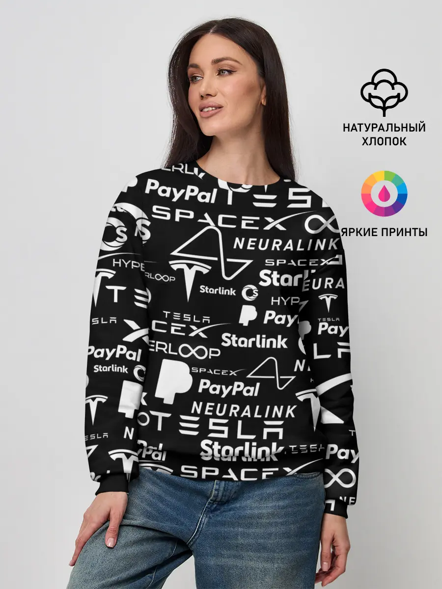 Женский свитшот / ЛОГОТИПЫ ПРОЕКТОВ ИЛОНА МАСКА.