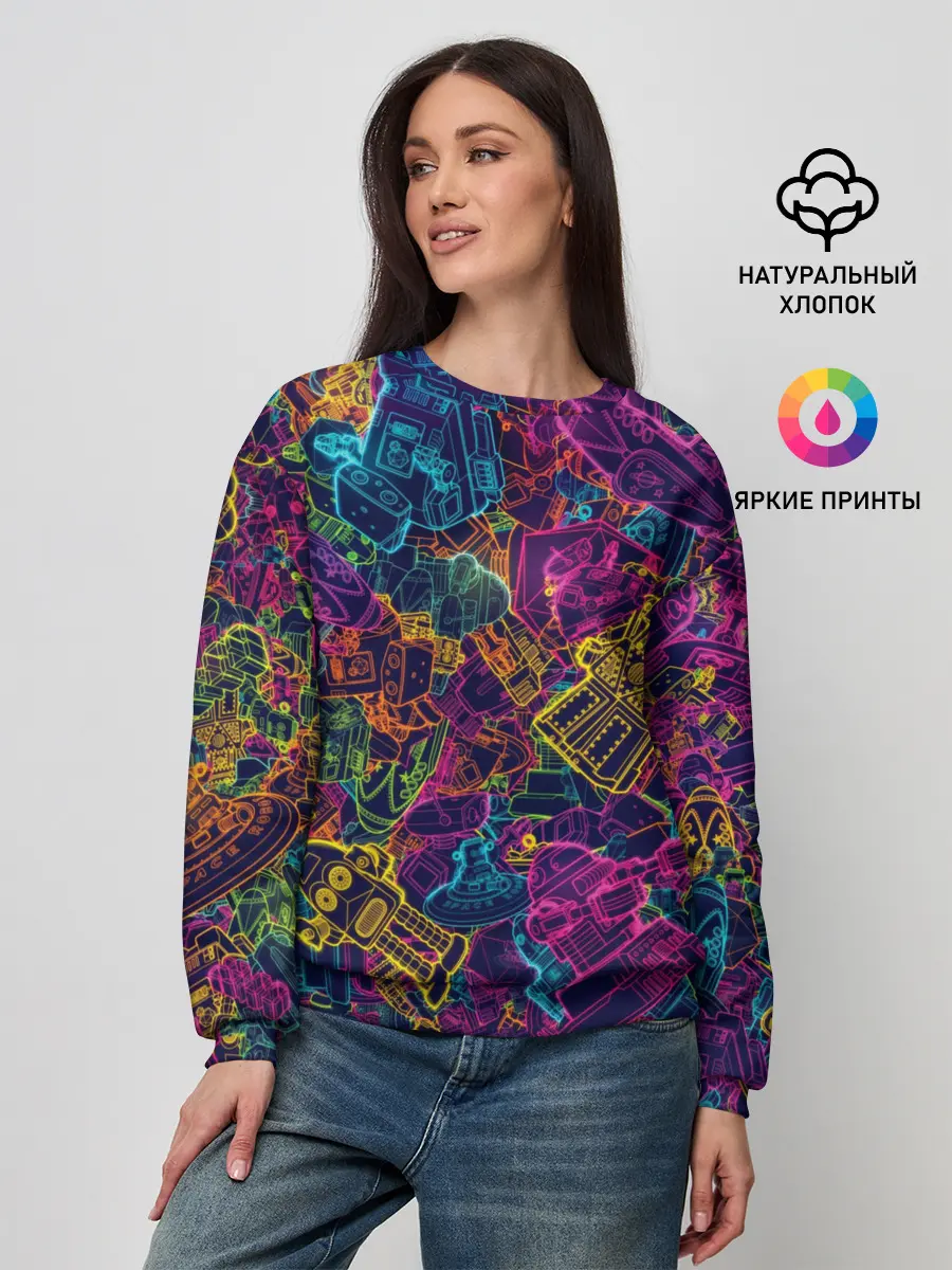 Женский свитшот / Neon Robots