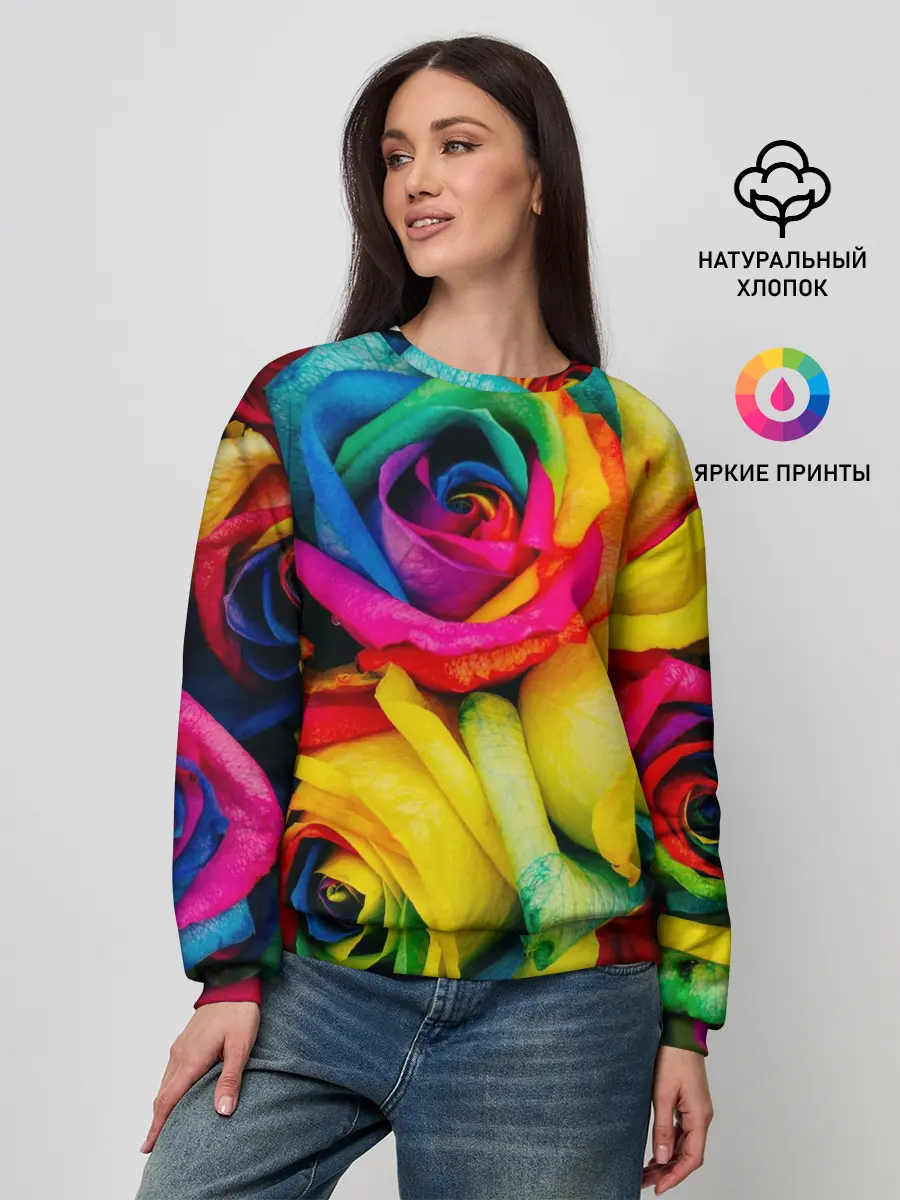 Женский свитшот / Разноцветные розы