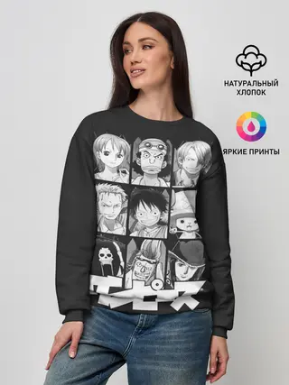 Женский свитшот / иероглифы One Piece