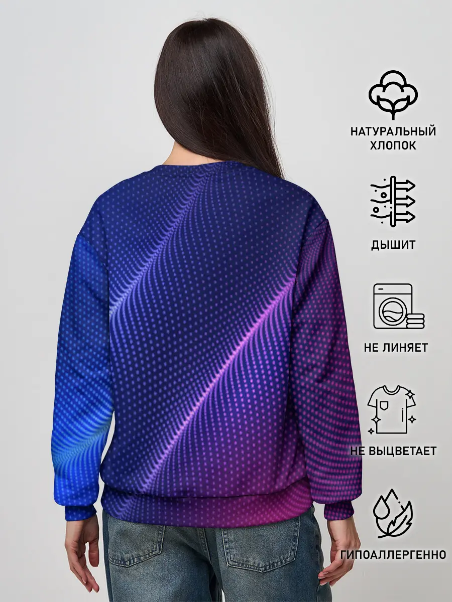 Женский свитшот / фиолетово 3d волны 2020