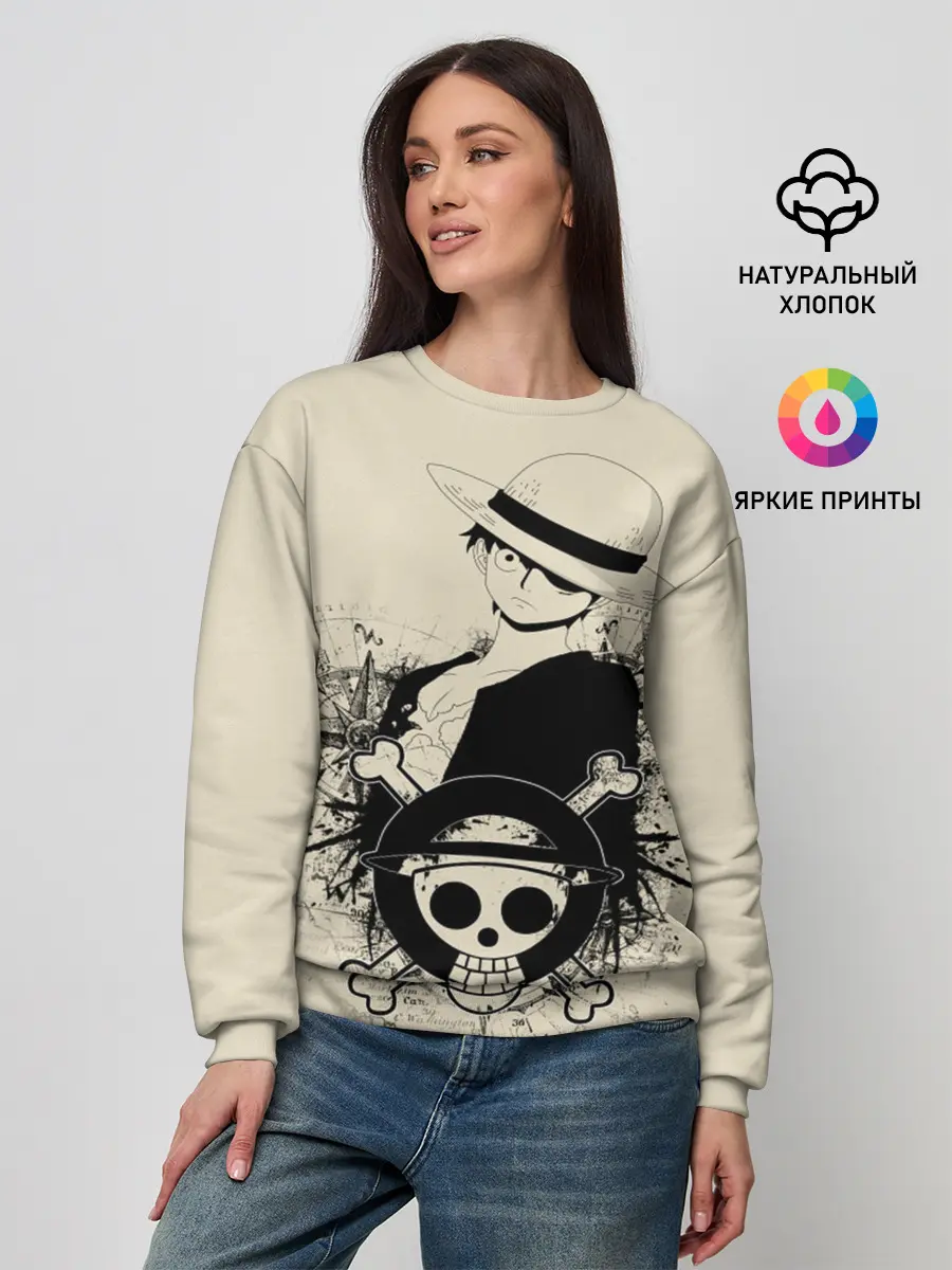 Женский свитшот / шляпа и череп One Piece
