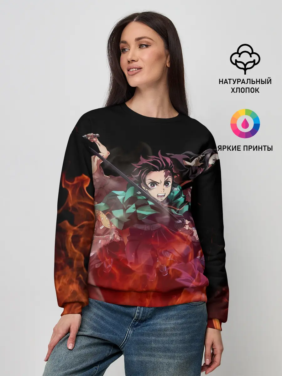 Женский свитшот / Kimetsu no Yaiba в пламени