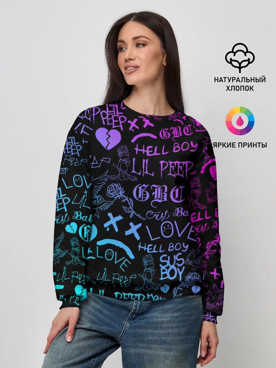 Женский свитшот / LIL PEEP NEON | ЛИЛ ПИП НЕОН