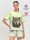 Женская пижама с шортами / арт сова яркая