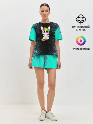 Женская пижама с шортами / Единорог