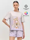 Женская пижама с шортами / малышка чиби пончик лис