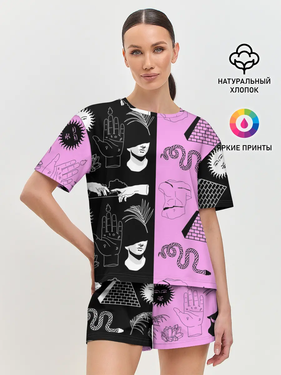 Женская пижама с шортами / руки, статуи