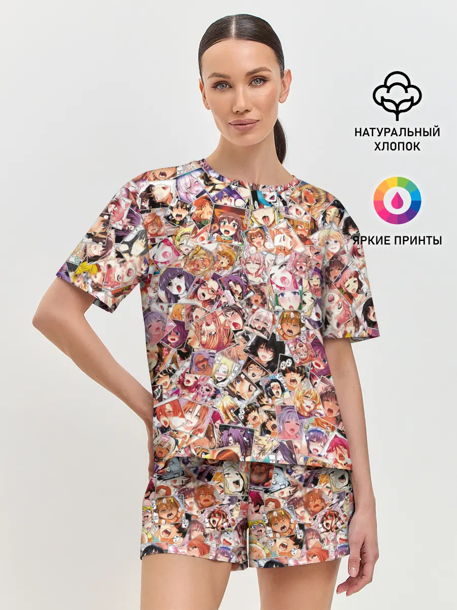 Женская пижама с шортами / Яркий паттерн АХЕГАО