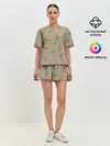 Женская пижама с шортами / Листья на бежевом фоне