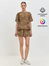 Женская пижама с шортами / Кофейный узор
