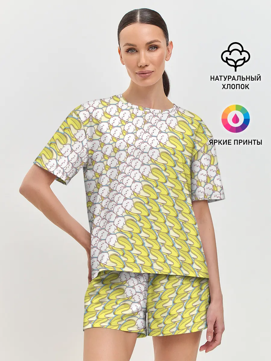 Женская пижама с шортами / Банана-котики