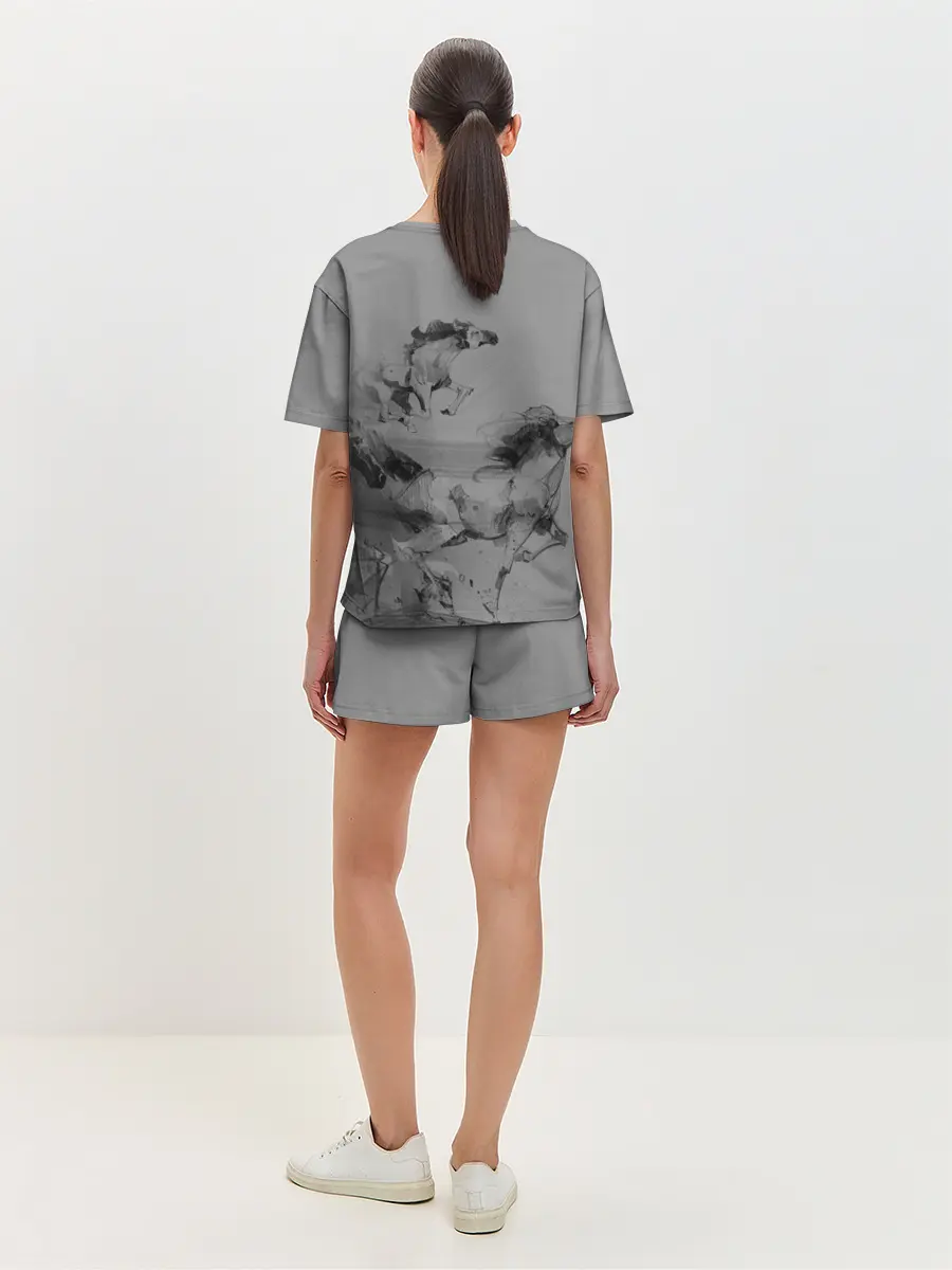 Женская пижама с шортами / кони