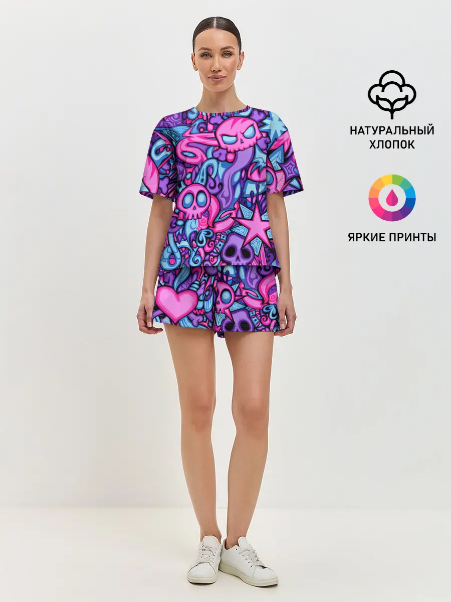 Женская пижама с шортами / Граффити монстры