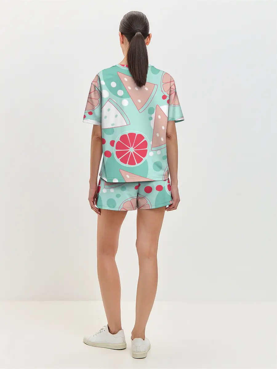 Женская пижама с шортами / Арбузно-цитрусовый узор