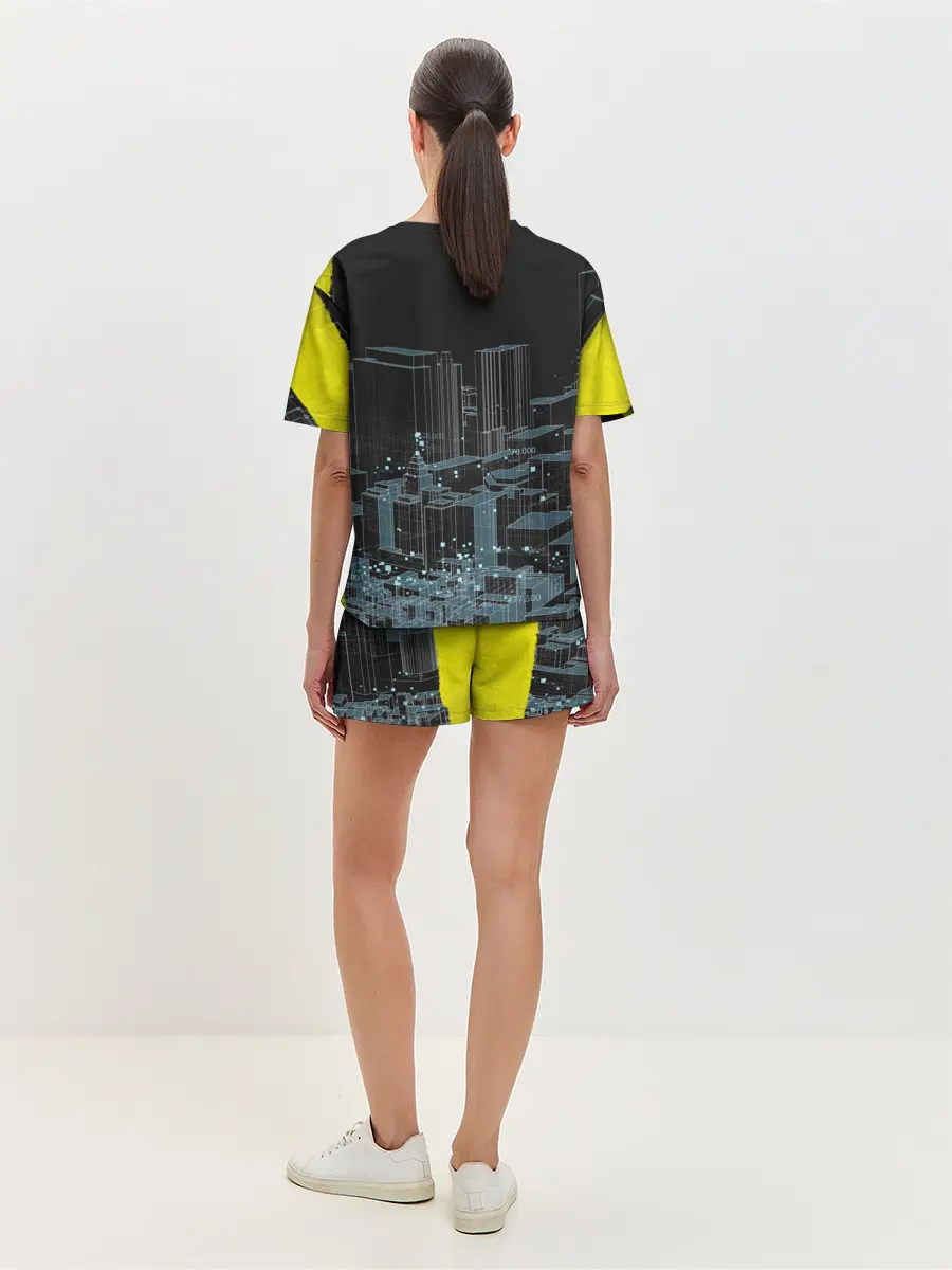 Женская пижама с шортами / Город CYBERPUNK 2077