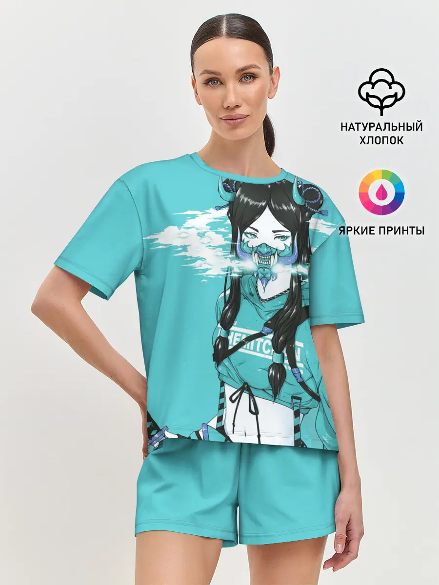 Женская пижама с шортами / Самурай