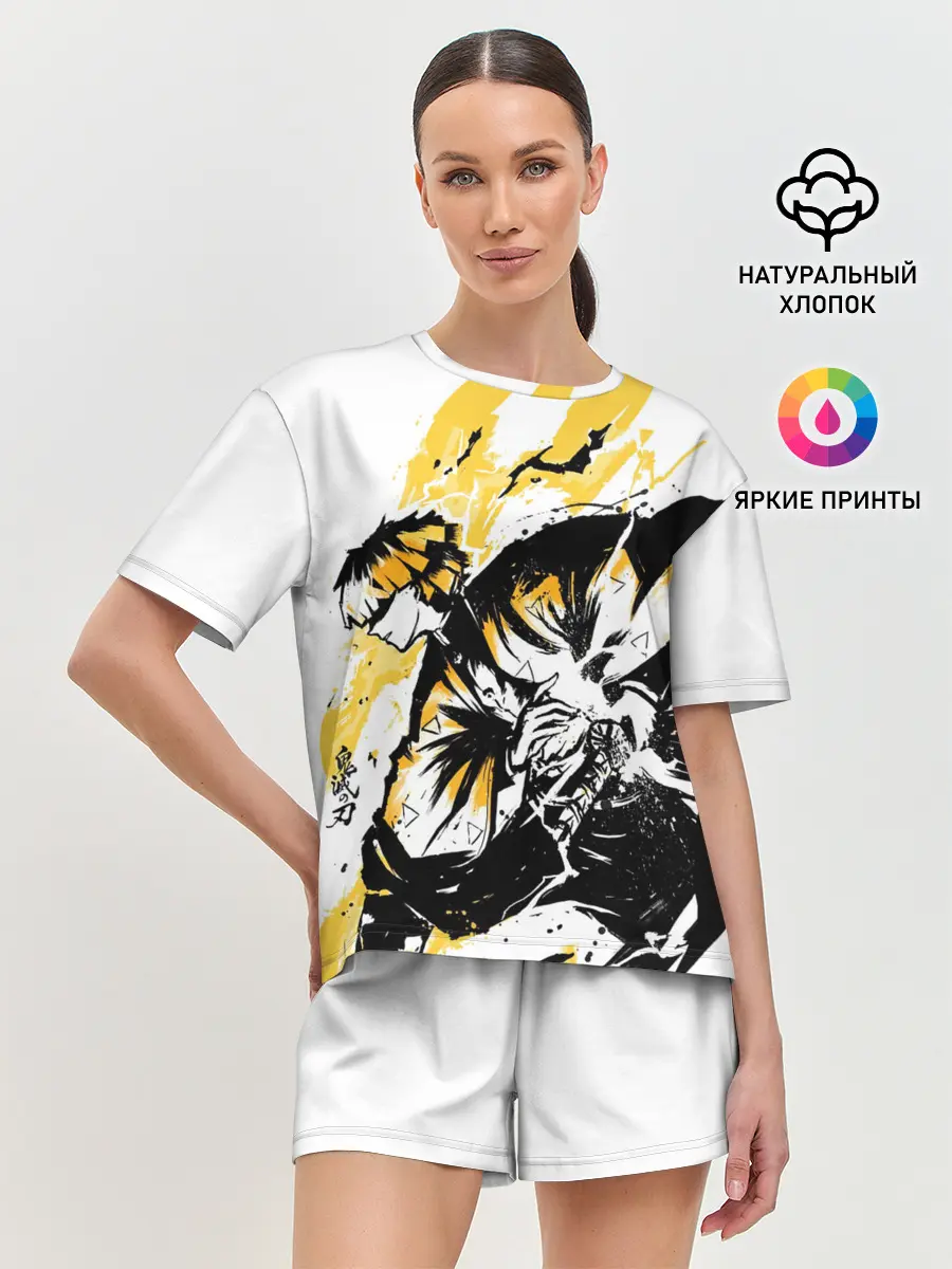 Женская пижама с шортами / Zenitsu Зеницу Клинок