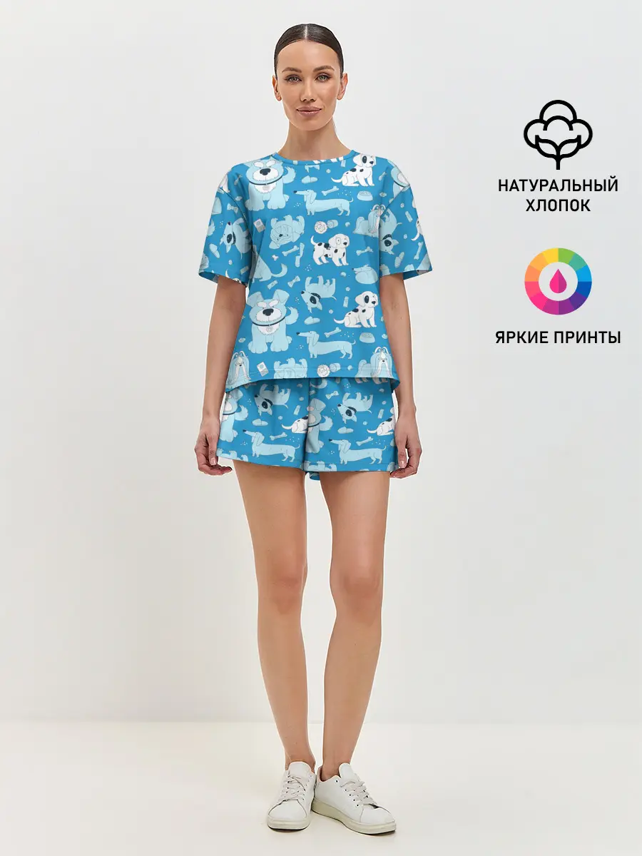 Женская пижама с шортами / Собачки