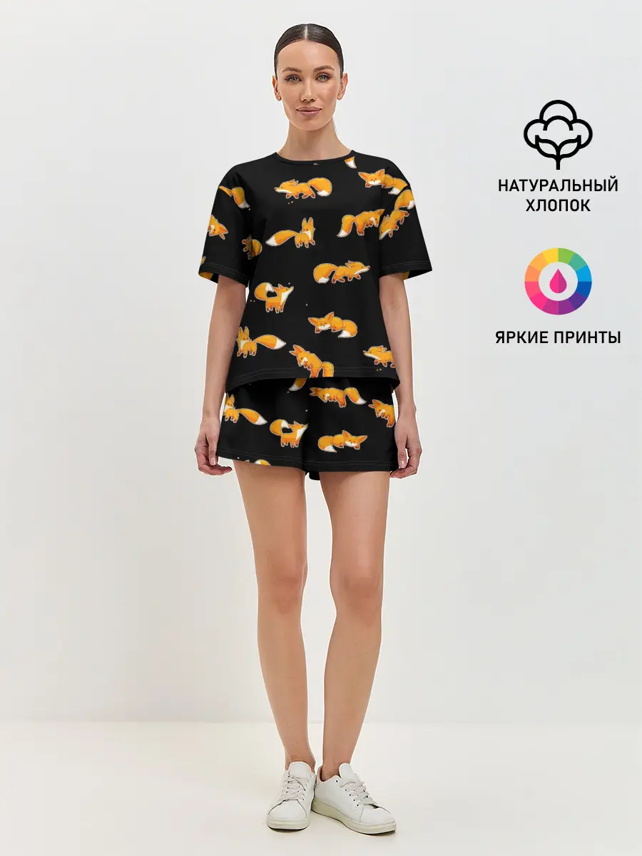 Женская пижама с шортами / Лисы